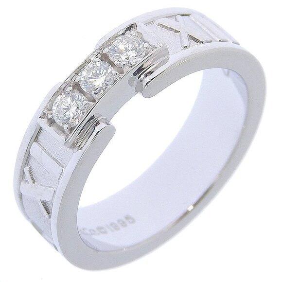 TIFFANY & CO. White Gold Diamond Atlas Ring - Picture 1 of 6